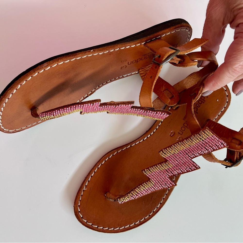 Anthropologie Laidback London Lightning Bolt Sandals• Sz 36 - Picture 7 of 16